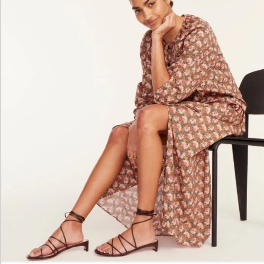 J. Crew Brown Strappy Lace-Up Low-Heel Sandals